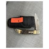 SCHRADE + LARGE POCKET KNIFE OLD HENRY W CASE