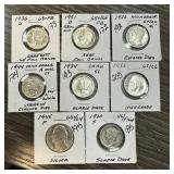 8 COINS HIGH GRADE SILVER MERCURY DIMES MORE