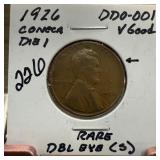 1926 DDO-001 DOUBLE EYES WHEAT PENNY CENT