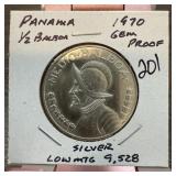 1970 GEM PROOF PANAMA 1/2 SILVER BALBOA