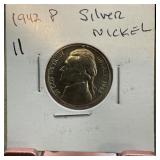 1942-P JEFFERSON SILVER WAR NICKEL BETTER