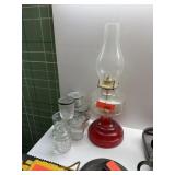 KEROSENE LAMP & VTG JELLY JARS