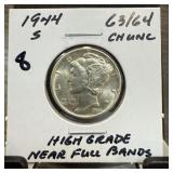 1944-S MERCURY SILVER DIME HIGH GRADE NFB