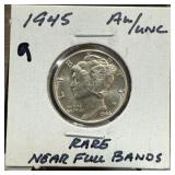 1945 MERCURY SILVER DIME BETTER NFB