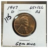 1947-D HIGH GRADE WHEAT PENNY CENT UNC