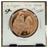 1 OZ COPPER BULLION ROUND PALE HORSE OF DEATH