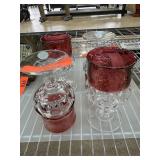 SET OF 4 CRANBERRY GLASS GOBLETS