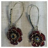 BETSEY JOHNSON CRYSTAL RED POPPY EARRINGS