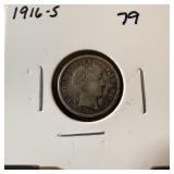 1916-S BARBER SILVER DIME