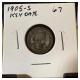 1905-S BARBER SILVER DIME BETTER DATE