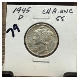 1945-D MERCURY SILVER DIME