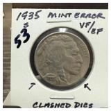 1935-S BUFFALO NICKEL CLASHED DIES