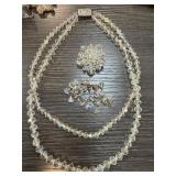 AUSTRIAN CRYSTAL NECKLACE EARRINGS & BROOCH