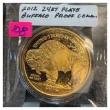 2012 24K GOLD PLATE PROOF BUFFALO COMMEM