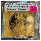 1933 ST GAUDENS PROOF REPLICA GOLD PLATED COIN