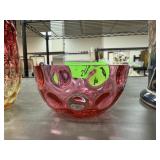 ANTIQUE CRANBERRY GLASS OPTIC BOWL