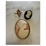 3PC CAMEO JEWELRY LOT