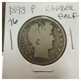 1898 BARBER SILVER HALF DOLLAR