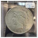 1923-D PEACE SILVER DOLLAR