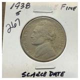 1938-S JEFFERSON NICKEL SCARCE DATE