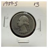 1939-S WASHINGTON SILVER QUARTER