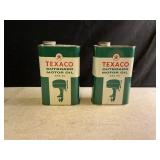 2 TEXACO OUTBOARD MOTOR OIL CANS-FULL