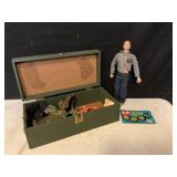 GI JOE BOX WITH DOLL, CLOTHES AND ACCESSORIES