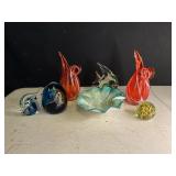 7 PIECES OF GLASS ART - PAPERWEIGHTS & MORE