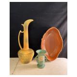 3 PIECES OF POTTERY-ROSEVILLE AND MORE