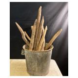 BUCKET WITH WOODEN STAKES