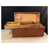 WOODEN TOOLBOX WITH CONTENTS