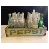 WOODEN PEPSI CRATE WITH BOTTLES