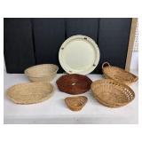 BASKETS AND ENAMEL TRAY