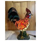 STAINED-GLASS ROOSTER LAMP