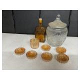 OLD CABIN BOTTLE DEPRESSION GLASS COOKIE JAR