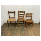 2   STRAIGHT BACK WOODEN CHAIRS