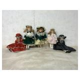 5 PORCELAIN DOLLS