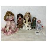 5 PORCELAIN DOLLS