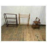 2 QUILT RACKS WITH 2 TIER  A FRAME TABLE