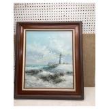 FRAMED OIL ON CANVAS SEASCAPE