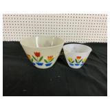 2 FIRE KING TULIP MIXING BOWLS