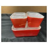 PYREX RED REFRIGERATOR DISHES