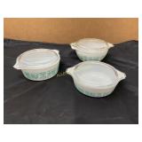 3 PC  PYREX BLUE/WHITE AMISH BUTTERPRINT