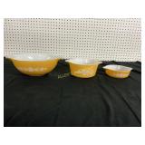 3 PIECES GOLDEN BUTTERFLY PYREX