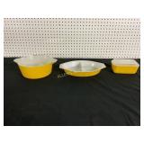 3 PIECES YELLOW GOLD PYREX