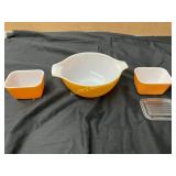 3 PYREX ORANGE BOWLS