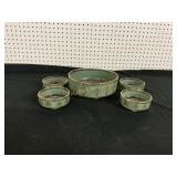 PAIR OF CULVER 22K GOLD AND GREEN FESTIVAL BOWLS