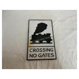 R R CROSSING NO GATES CAST IRON SIGN