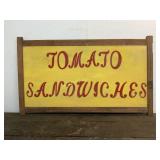 WOODEN TOMATO SANDWICHES SIGN