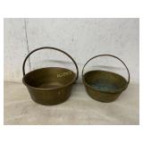 2 BRASS APPLE BUTTER POTS